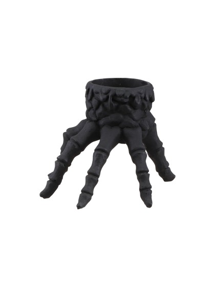 KERZENHALTER HAND SKELETT SCHWARZ 13CM X 12CM X 9.5CM