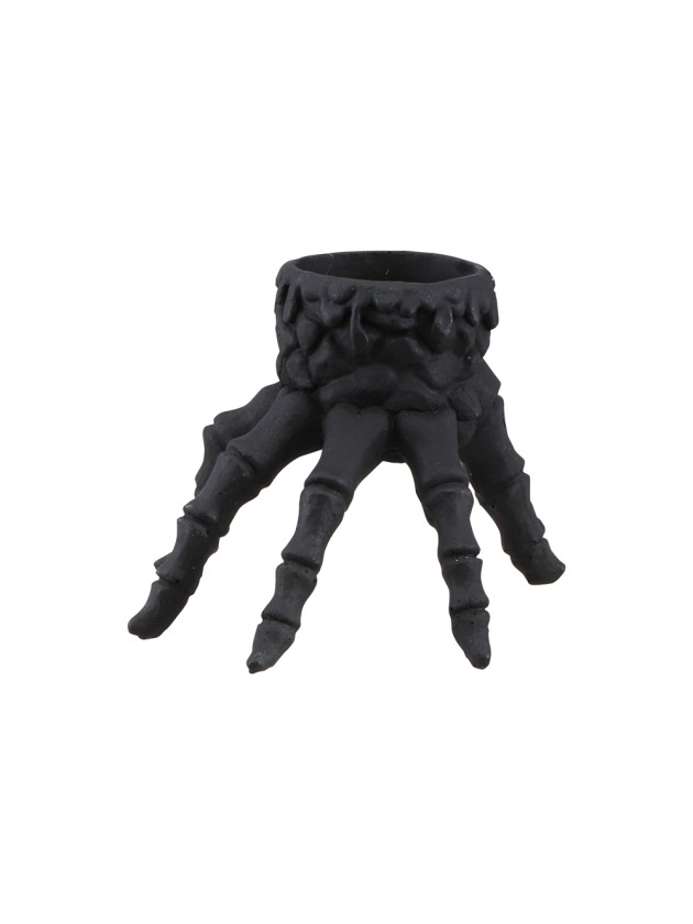KERZENHALTER HAND SKELETT SCHWARZ 13CM X 12CM X 9.5CM