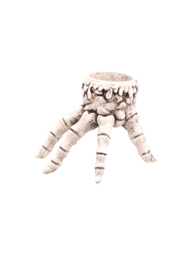 KERZENHALTER HAND SKELETT WEISS 13CM X 12CM X 9.5CM
