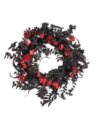 KRONE LAUB SCHWARZ UND BLUMEN ROT DIA 56CM X 15CM