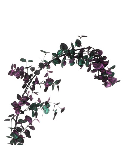 GIRLANDE EUKALYPTUS GRÜN UND VIOLETT 150CM X 15CM