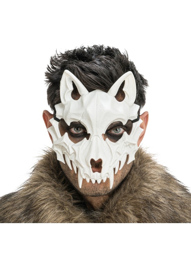 WHITE SKELETON WOLF MASK 18CM X 9CM X 19CM