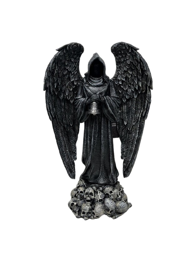 ENGEL SENSENMANN SCHWARZ MIT FLÜGEL KUNSTHARZ 19CM X 10CM X 31CM