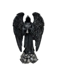 ENGEL SENSENMANN SCHWARZ MIT FLÜGEL KUNSTHARZ 19CM X 10CM X 31CM