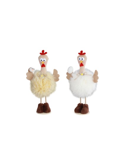 HUHN HUMORISTIQUE KUNSTFELL GM 2 SORT. CA. 11CM X 7CM X 21CM