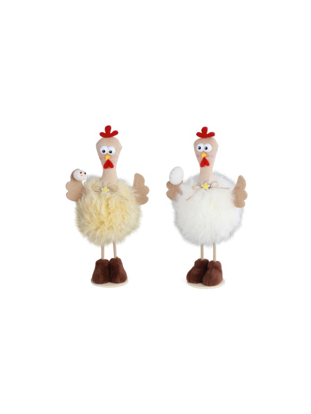 HUHN HUMORISTIQUE KUNSTFELL GM 2 SORT. CA. 11CM X 7CM X 21CM