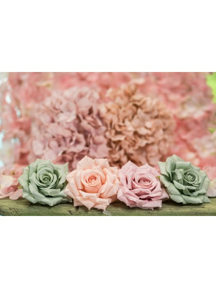 4 TETES DE ROSE PECHE DIA 9.5CM X 5.5CM