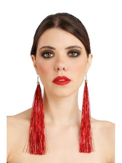 BOUCLES D’OREILLES SCINTILLANTES ROUGES 17CM