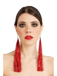 BOUCLES D’OREILLES SCINTILLANTES ROUGES 17CM