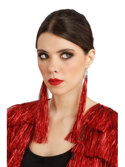 BOUCLES D’OREILLES SCINTILLANTES ROUGES 17CM