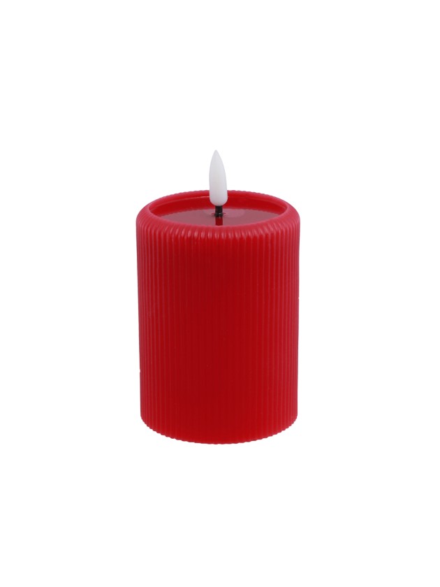 LED STRIPED RED WAX CANDLE MELTING EFFECT WITH TIMER DIA 7.5CM X 10CM