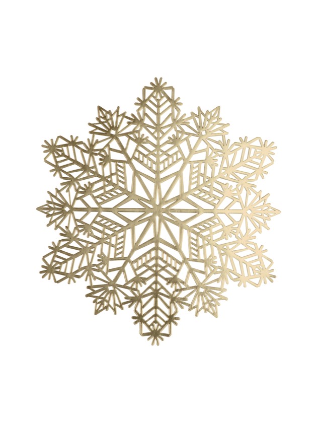 SET DE TABLE PVC FLOCON DE NEIGE OR MAT 38CM X 38CM X 0.01CM