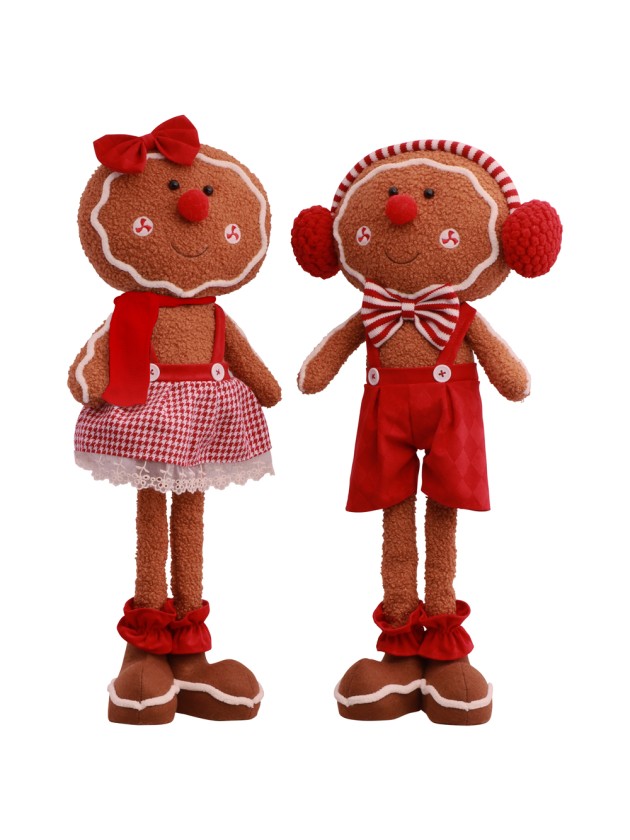 GINGER CANDY STRIPES GINGERBREAD WITH TELESCOPIC LEGS 2 ASS 27CM X 11CM X 56CM