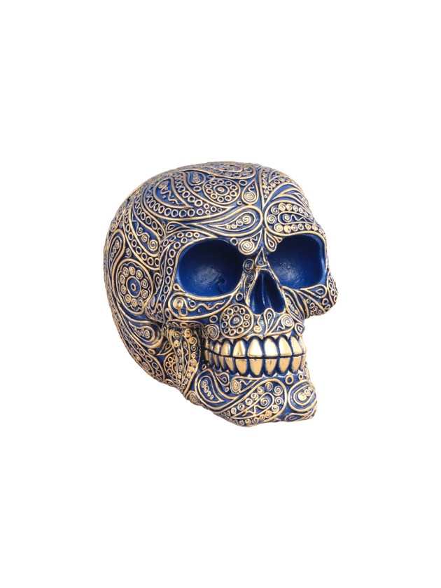 SCHÄDEL KUNSTHARZ BLUE MAGIC BAROQUE 14CM X 10.5CM X 11.5CM