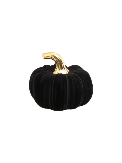 KÜRBIS GEFLÖCKT SCHWARZ KLEIN DIA 13CM X 11CM