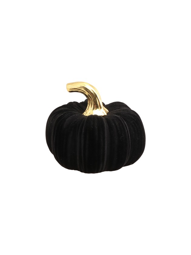 KÜRBIS GEFLÖCKT SCHWARZ KLEIN DIA 13CM X 11CM