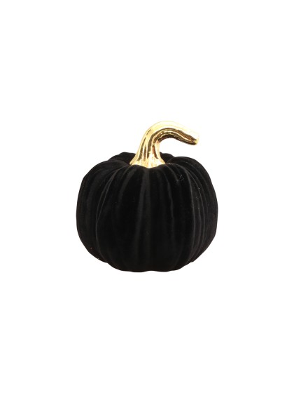 KÜRBIS GEFLÖCKT SCHWARZ MITTEL DIA 14CM X 15CM