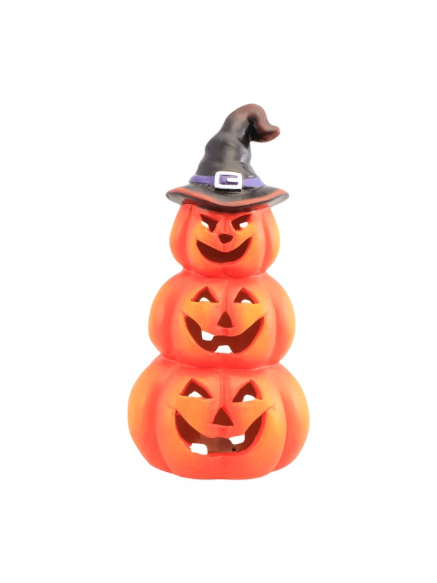 STACKED PUMPKIN POINTED HAT WITH LED LIGHT DIA 11CM X 22.5CM