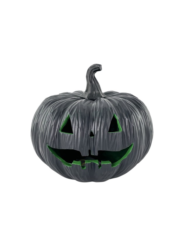 KÜRBIS KUNSTHARZ SCHWARZ UND GRÜN MIT LED DIA 23CM X 21CM