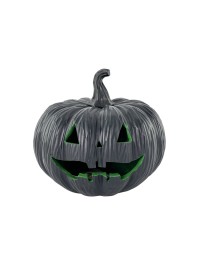 KÜRBIS KUNSTHARZ SCHWARZ UND GRÜN MIT LED DIA 23CM X 21CM