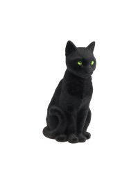 KATZE GEFLÖCKT SCHWARZ 16CM X 22CM X 34.5CM