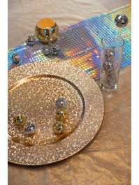 SOUS-ASSIETTE EFFET BOULE A FACETTES OR DIA 33CM