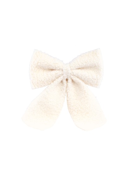 NOEUD FOURRURE BLANC 29CM X 4CM X 40CM