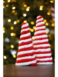 SAPIN CONE FOURRURE CANDY STRIPES DIA 14CM X 25CM
