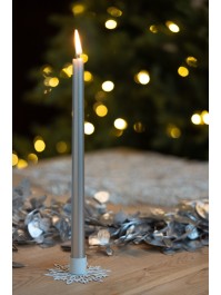 PORTE BOUGIE FLAMBEAU FLOCON DE NEIGE METAL BLANC DIA 9.5CM X 2.5CM