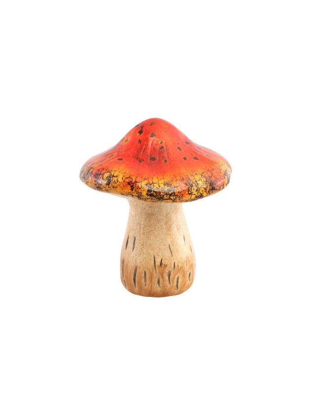 CHAMPIGNON TERRE CUITE ROUGE 12CM X 11.5CM X 13.5CM