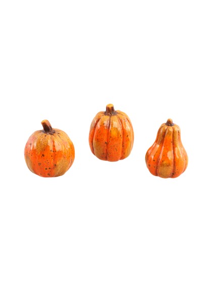 SET 3 CUCURBITACEES TERRE CUITE ORANGE ENV 5.5CM X 5CM X 6CM