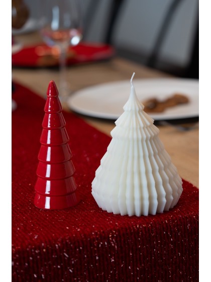 RED CERAMIC CONE SHAPE XMAS TREE DIA 5.8CM X 15.8CM