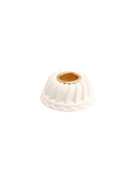 PORTE BOUGIE CHANDELIER POLYRESINE FORME MOULE A GATEAU BLANC DIA 6.8CM X 3.2CM