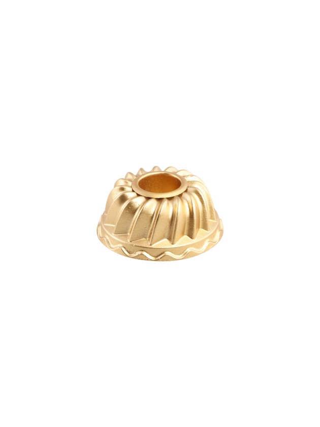 PORTE BOUGIE CHANDELIER POLYRESINE FORME MOULE A GATEAU OR DIA 6.8CM X 3.2CM