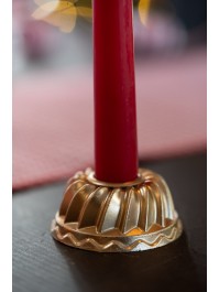 PORTE BOUGIE CHANDELIER POLYRESINE FORME MOULE A GATEAU OR DIA 6.8CM X 3.2CM
