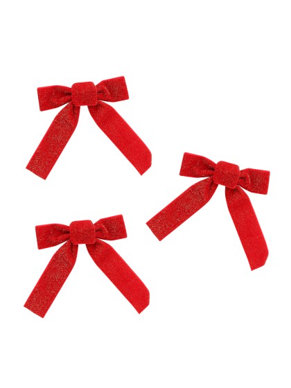 3 NOEUDS VELOURS SPARKLE ROUGES 14CM X 1CM X 16CM