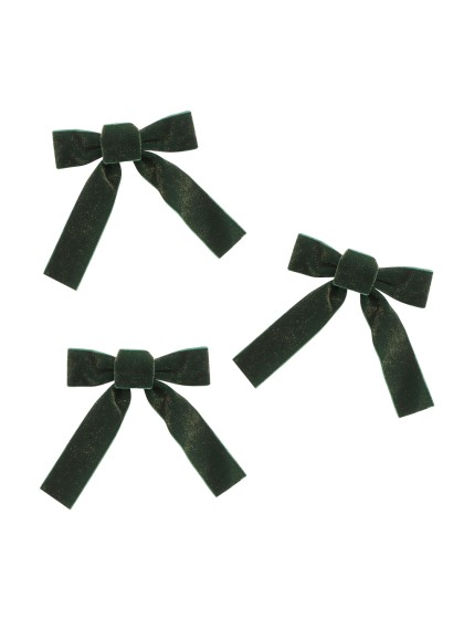 3 NOEUDS VELOURS SPARKLE VERTS 14CM X 1CM X 16CM