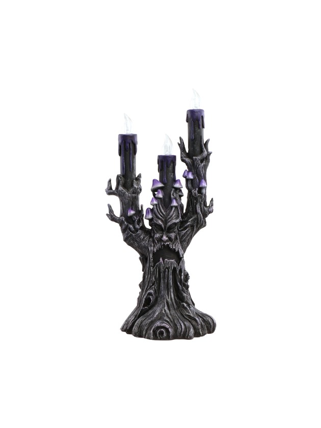 KERZENLEUCHTER BAUM MALEFIQUE KUNSTHARZ LED VIOLETT 14CM X 11CM X 30.5CM