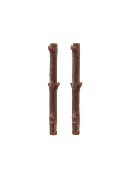 SET AUS 2 KERZEN AST D’BAUM BRAUN DIA 2.2CM X 25CM - +/- 8H