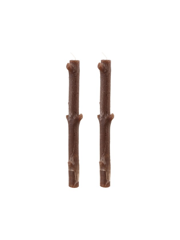 SET AUS 2 KERZEN AST D’BAUM BRAUN DIA 2.2CM X 25CM - +/- 8H