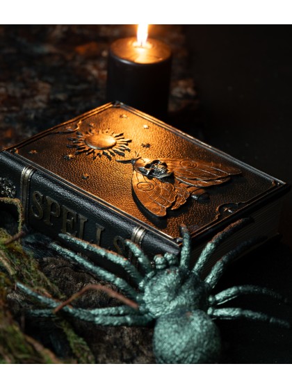 BOOK OF SPELLS SKULL BUTTERFLY 15CM X 6CM X 20CM