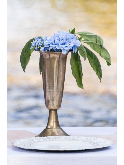 VASE SUR PIED MAJESTIC OR MAT BROSSE DIA 13.5CM X 30CM