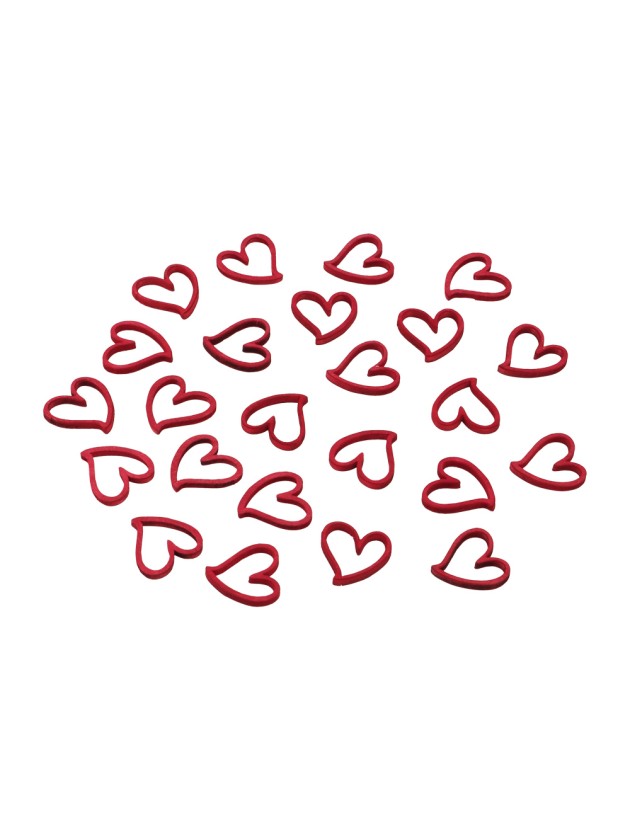 24 CONFETTIS EN BOIS COEUR ROUGE 2CM X 2CM X 0.1CM