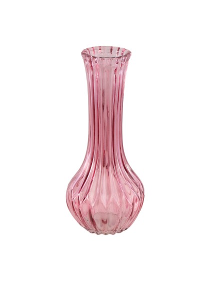 VASE VICTORIA VERRE ROSE NYMPHEA DIA 10CM X 22.5CM