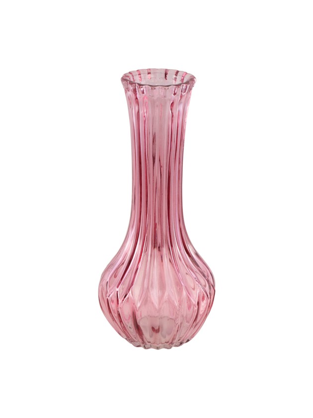 VASE VICTORIA VERRE ROSE NYMPHEA DIA 10CM X 22.5CM