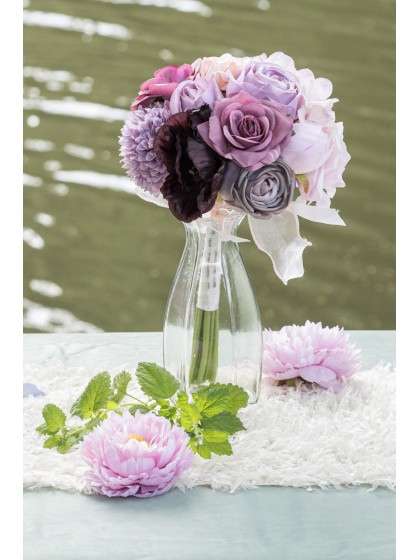 CLEAR COROLLE GLASS VASE DIA 9.2CM  X 8.3 CM X 20CM