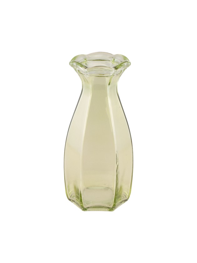 VASE COROLLE VERRE VERT NENUPHAR DIA 9.2CM X 8.3 CM X 20CM