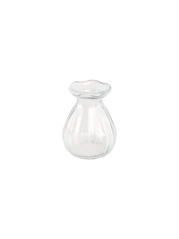 MINI VASE COROLLE VERRE TRANSPARENT DIA 7CM X 9CM