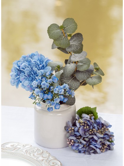 BOUQUET 6 TIGES GYPSOPHILES BLEUS DIA 12CM X 24CM