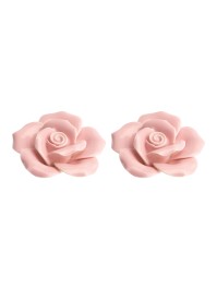 SET 2 ROSES CERAMIQUE ROSE NYMPHEA 3.5CM X 4CM X 1.5CM